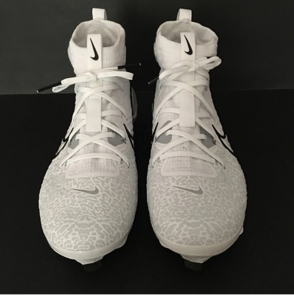 NWOB Nike Alpha Huarache NXT Metal Baseball Cleats White Black Gray - Picture 13 of 16